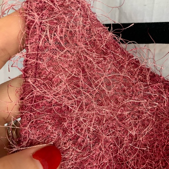 Jade Pink Fuzzy Knitted Ultra Crop Top Bra Womens Size S - Picture 5 of 5